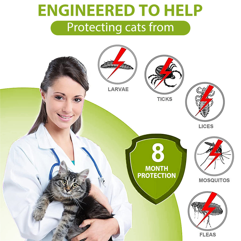 Qpets® Flea Collar for Cat, Tick Collar for Dogs, Flea and Tick Collar for Cat, 8 Month Flea and Tick Effective Protection, Safe Flea and Tick Protection Collar for Cat Adjustable 38cm