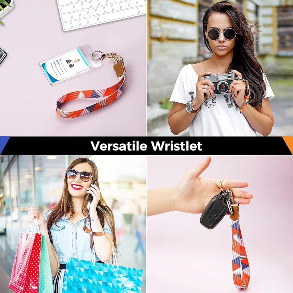 ZORBES® Women Phone Lanyard with Phone Case Insert Pieces, Wrist Strap, Keyrings, Phone Loop Strap, Fashion Geometric Print Cell Phone Lanyard Strap Quick Release Travel Cell Phone Sling Strap