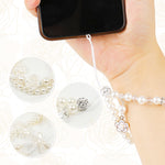 ZORBES® 3Pcs Chic Pearl Beaded Phone Charm Lanyard Flower Charm Bow Phone Loop String Phone Strap Phone Grip Lanyard Cute Girls Phone Charm Fashion Beaded Phone Chain Gifts for Girls.