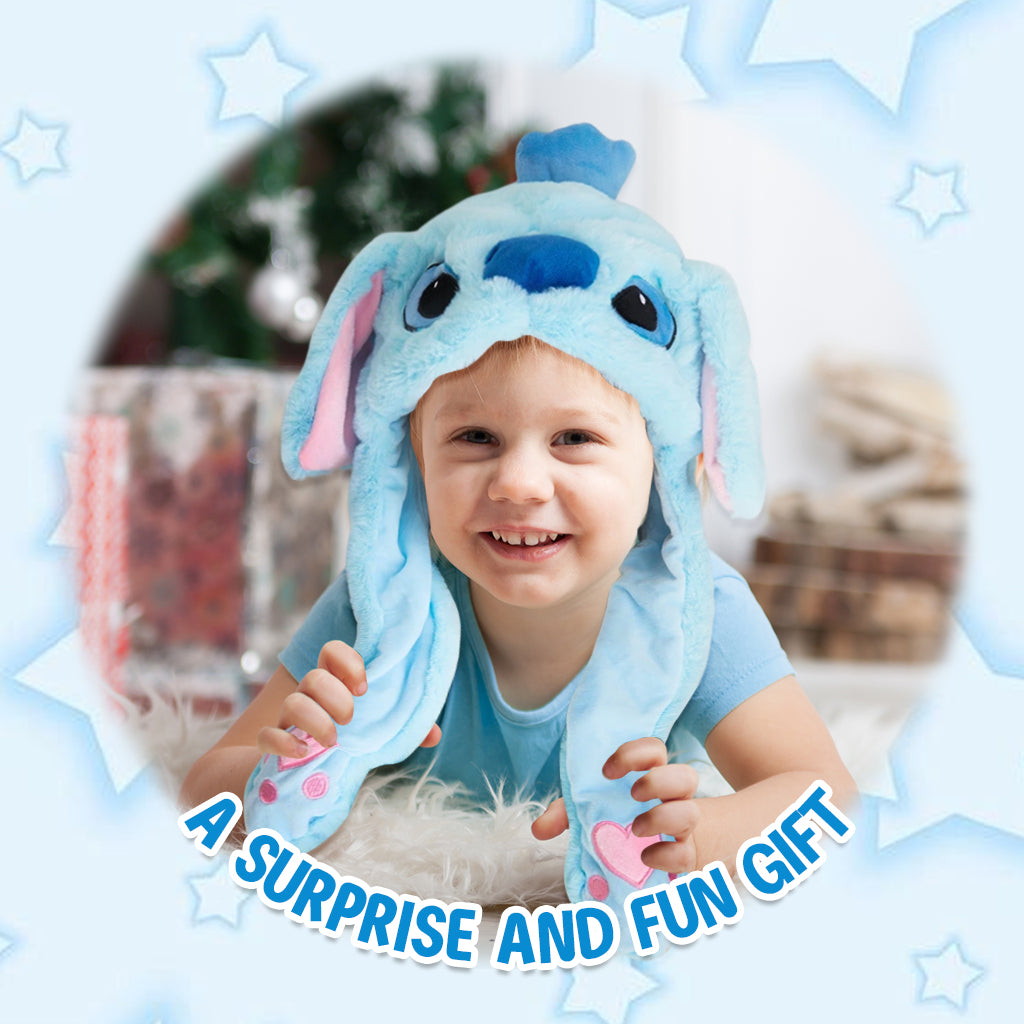 Verilux® Girls Winter Hat Girls Hat Cute Cartoon Stitch Hat Plush Warm Winter Hat Fun Moving Ears Design Soft Fluffy Stitch Hat for Women Girls