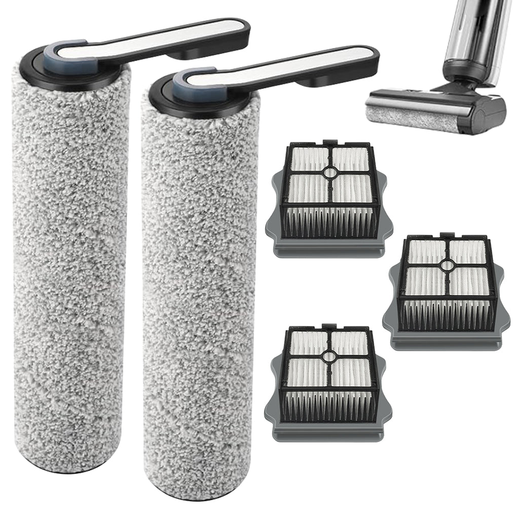 Verilux® Replacement Brush Roll & HEPA Filters for Tineco Wet Dry Vacuum, Includes 2pcs Soft Microfiber Wet Dry Use Brush Roll and 4Pcs Filters for S3/F3/S5/3.0/2.0/2.0slim, Not for S5 Combo Series