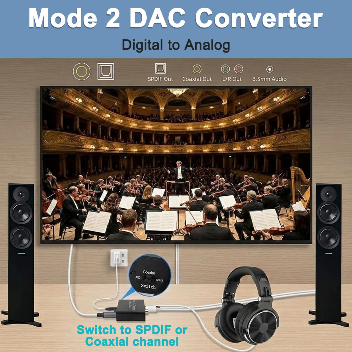 ZORBES HDMI ARC Audio Extractor 192kHz DAC, RCA 3.5mm Optical Coaxial Output – USB Powered for TV