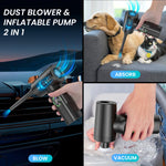 ZORBES® Electric Dust Blower, Wireless Air Duster Car Vacuum Cleaner, 2 in 1 Electric Air Blower with LCD Digital Display, 120W USB Cordless Air Blower with LED and Interchangeable Nozzles for Home, Computer