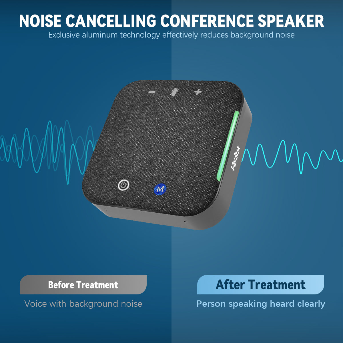 Verilux® USB Conference Speaker Noise Reduction Speakerphone with Mute Button, 360° Voice Pickup, Meeting Speakerphone Conference Mic and Speaker, Adjustable Volume, USB Plug and Go