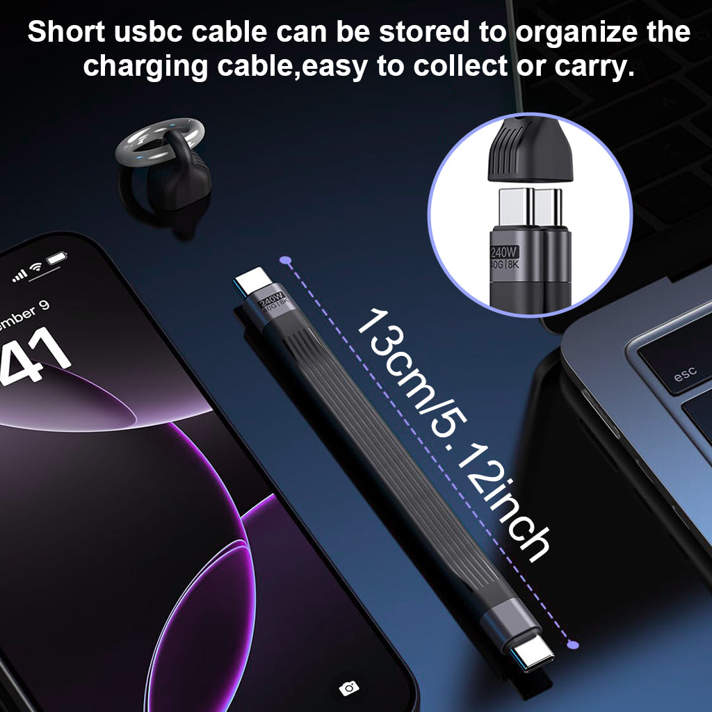 Verilux® Short USB C Cable PD 240W/USB 4.0 C Short Cable/40Gbps Data Transfer
