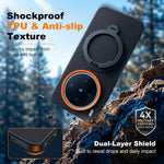 ZORBES® Compatible with Vivo X300 Pro, Textured Anti-Slip TPU Phone Case with Metal Raised Camera Lens Protector & Foldable Metal Ring Grip Stand, Shockproof Cover with Built-in Desk Support
