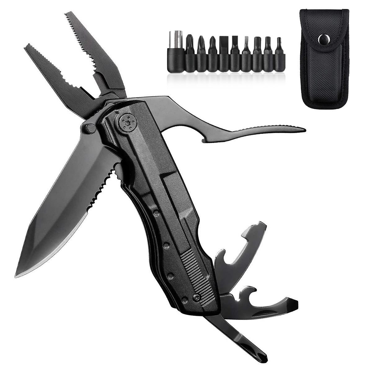 ProberosFoldable Multi Tools Kit Plier with Nylon Pouch for Great Men's Camping, Cycling , DIY Activities 9 in 1