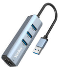 Verilux® 4 in 1 USB to Ethernet Adapter, USB 3.0,RJ45 to USB C Thunderbolt 3/Type-C Gigabit Ethernet LAN Network Adapter, Compatible