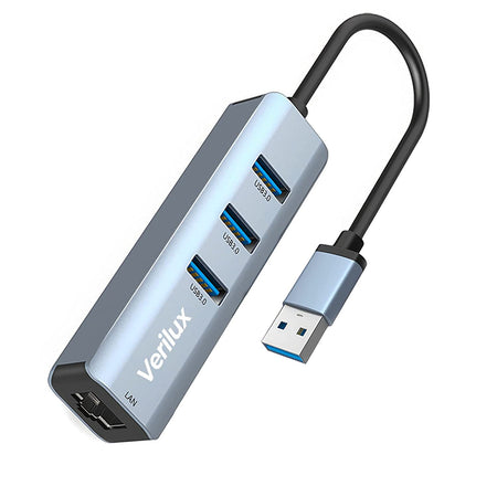 Verilux® 4 in 1 USB to Ethernet Adapter, USB 3.0,RJ45 to USB C Thunderbolt 3/Type-C Gigabit Ethernet LAN Network Adapter, Compatible