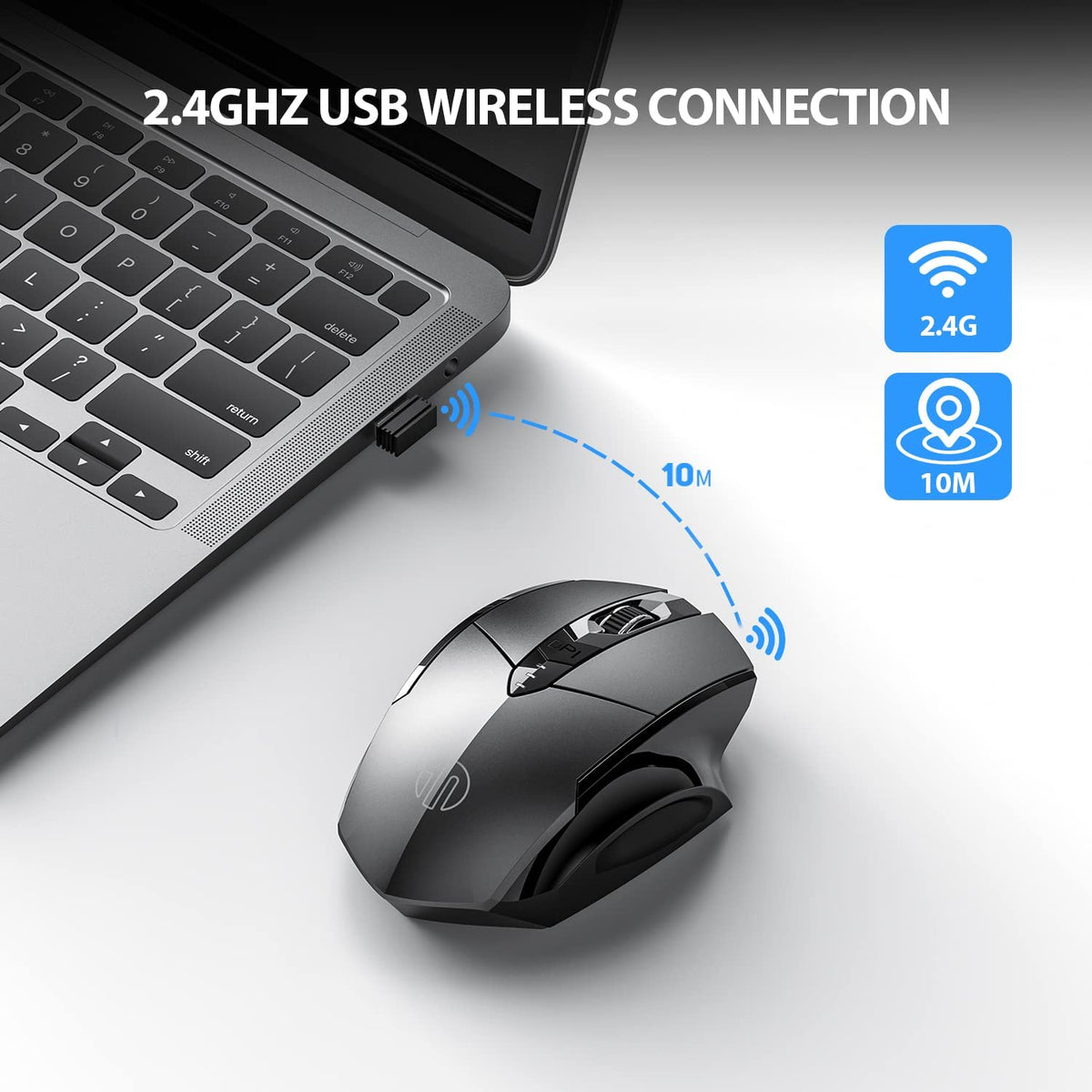 Verilux® Wireless 2.4GHz Rechargeable MouseAdjustable 1000/1200/1600 DPI