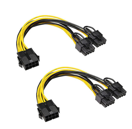 8 Pin PCI-E to 2 PCI-E 8 Pin (6 Pin + 2 Pin) Power Cable, 30cm (2 pcs)