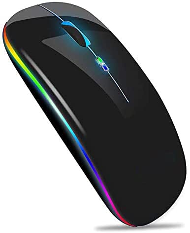 Verilux Wireless Bluetooth Mouse, Slim Mouse 2.4G Portable USB Optical Wireless Mice, LED Rechargeable Dual Mode(Bluetooth 5.0 and 2.4G Wireless) Mouse - Black