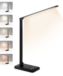 Verilux 5-Color Study Lamp Desk Lamp USB Dimmable 2700~6200K Table Lamp for Study Led Light Aluminum Alloy Foldable Light Tube Touch Button Control, Eye-friendlySupport Timing Function