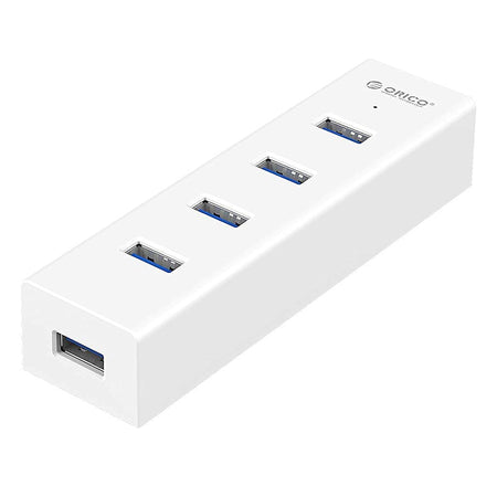 Verilux 4-Port USB 3.0 Hub SuperSpeed for MacBook, Chromebook, Laptop, Surface and More- White