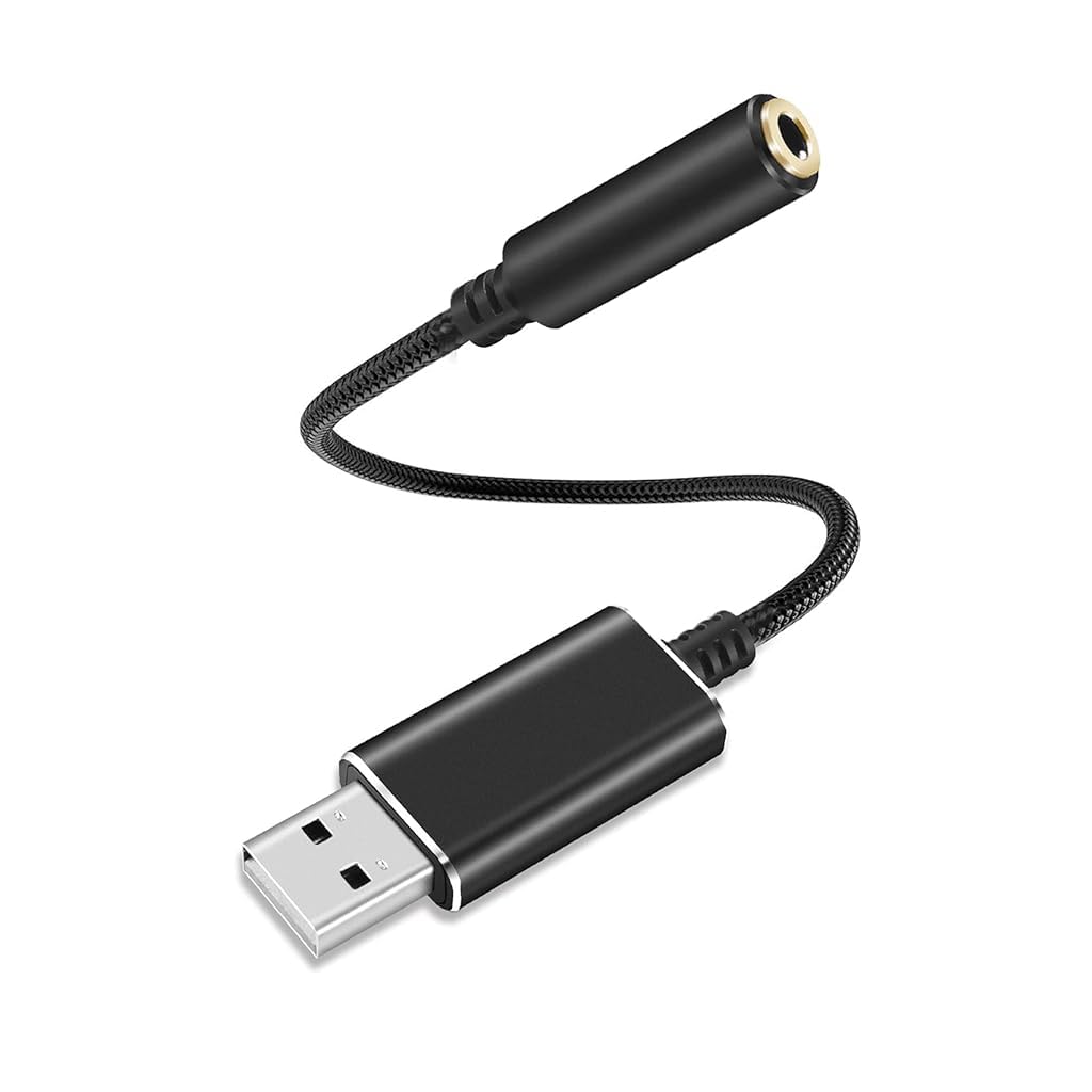 Zeitel® USB to 3.5 mm Jack Audio Adapter, USB Sound Card USB to 3.5mm Jack USB Audio Adapter USB to Aux Converter USB External Stereo Sound Adapter Converter for Laptop, PS4, Headset, Microphone - verilux