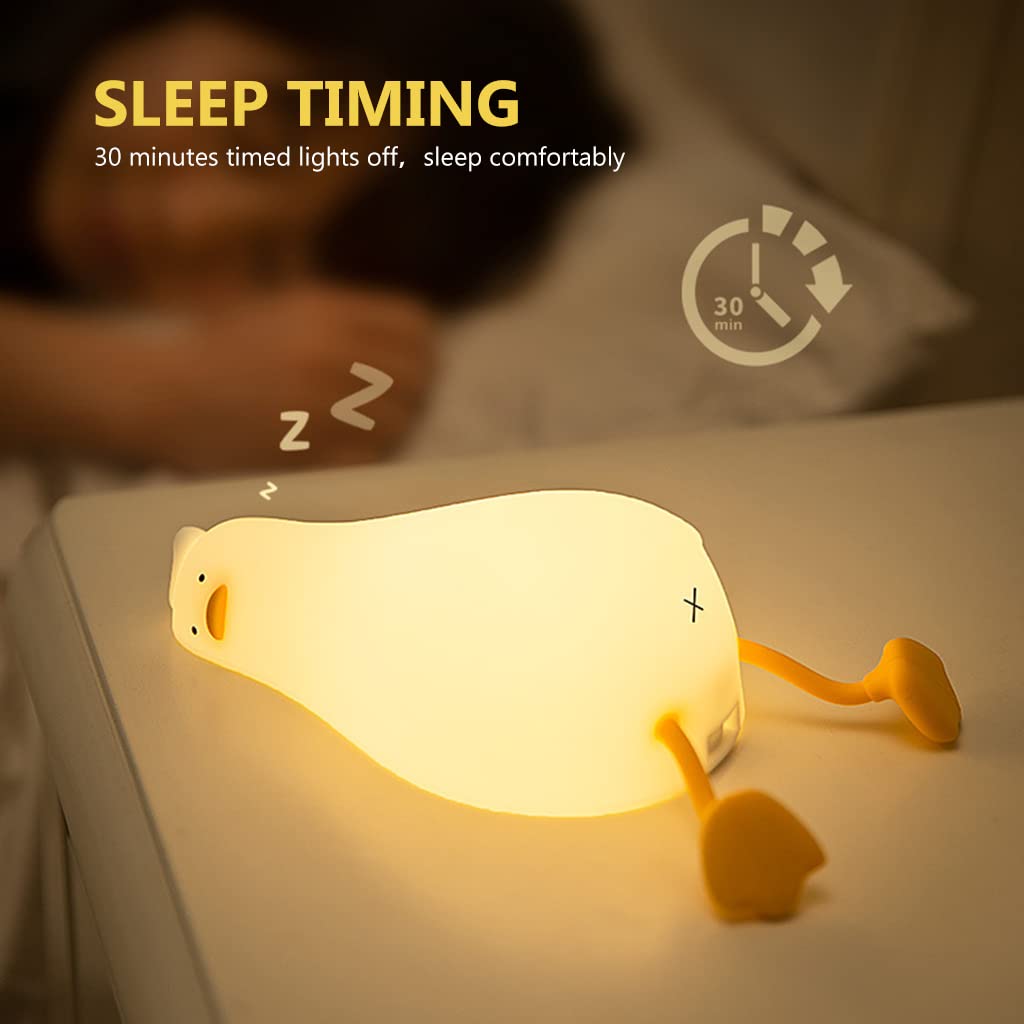 Verilux ELEPHANTBOAT Cartoon Duck Night Lights for Kids Cute Duck Night Light Soft Silione Lamp USB Rechargeable Nursery Night Light for Boys Girls Bedroom - verilux