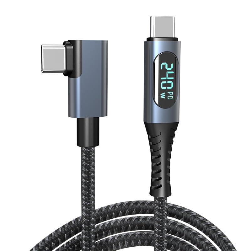 Verilux® USB C Cable, Thunderbolt 4 USB C to USB C Cable with LCD Display 240W Max Fast PD Support 40Gbps Transfer, 8K Display, 3.9ft Nylon Braided USB 4 TYPE C Cable for MacBook, Pro/Air iPad - verilux