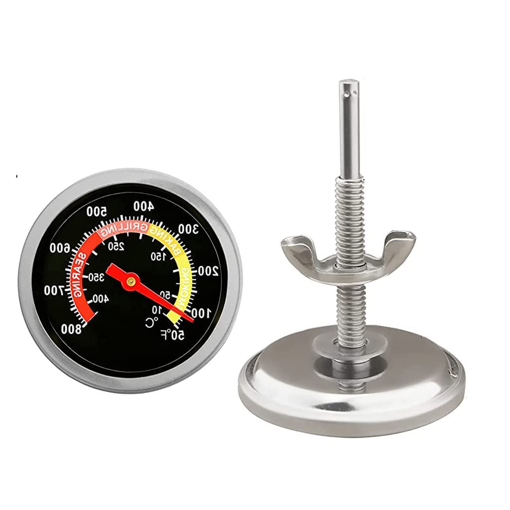 ZORBES® 430 Stainless Steel BBQ Charcoal Grill Pit Thermometer Smoker Temperature Gauge with Fahrenheit and Heat Indicator for Meat Cooking Lamb Beef - verilux