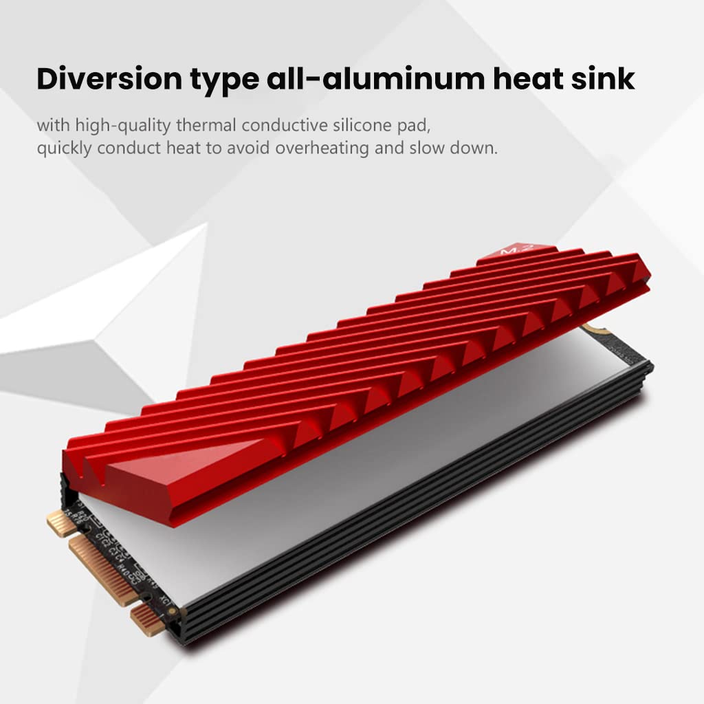 ZORBES® Heat Dissipation Radiator Aluminum Alloy Heat Sink Thermal Cooling Pads for M.2 2280 SSD Heat Sink for PC Computer-Red - verilux