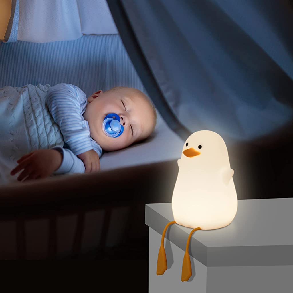Verilux Smile Duck Night Lights for Kids Cute Duck Night Light Soft Silione Lamp USB Rechargeable Nursery Night Light for Boys Girls Bedroom