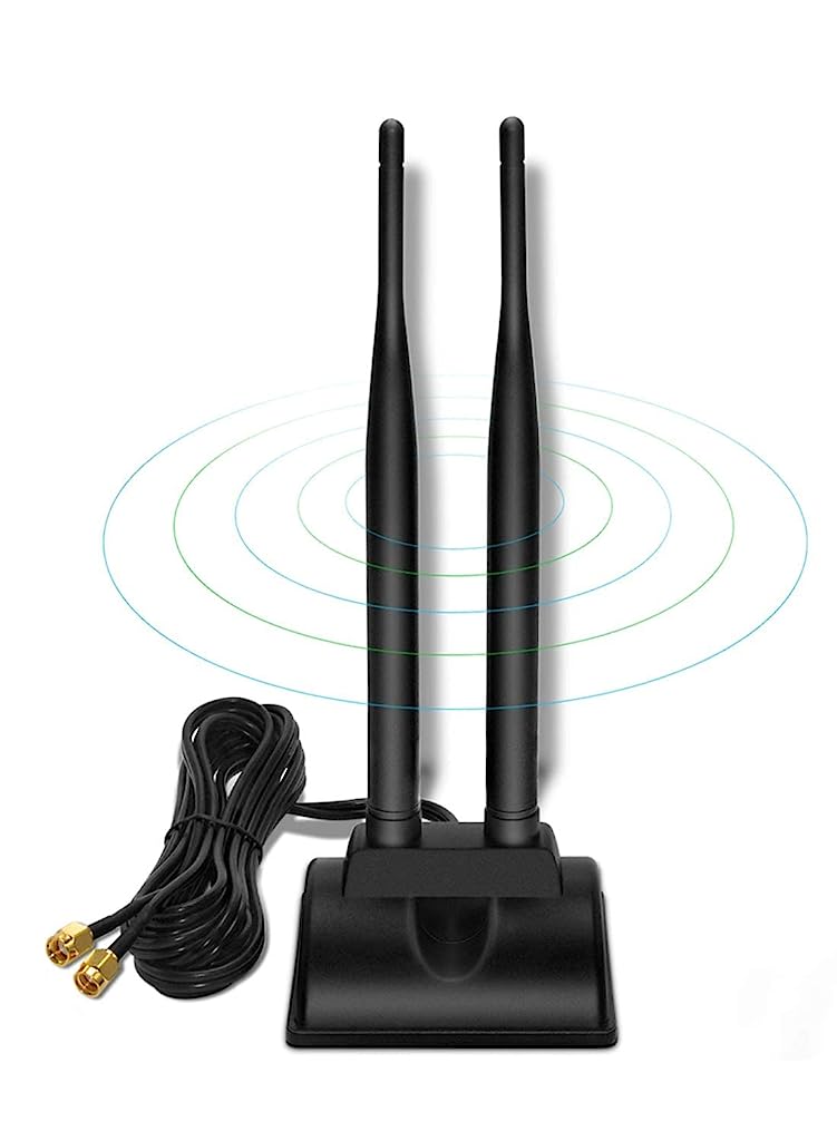 Verilux Dual WiFi Antenna with RP-SMA Male Connector,WiFi Range Extender 2.4GHz 5GHz Dual Band Antenna Magnetic Base for PCI-E WiFi Network Card USB WiFi Adapter Wireless Router