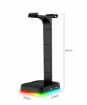 Verilux Headphone Stand with RGB Effect Type-C and 2 USB Ports Desktop Headset Stand Durable Gaming Headphones Holder for PC Gamer Headphone Accessories, Black