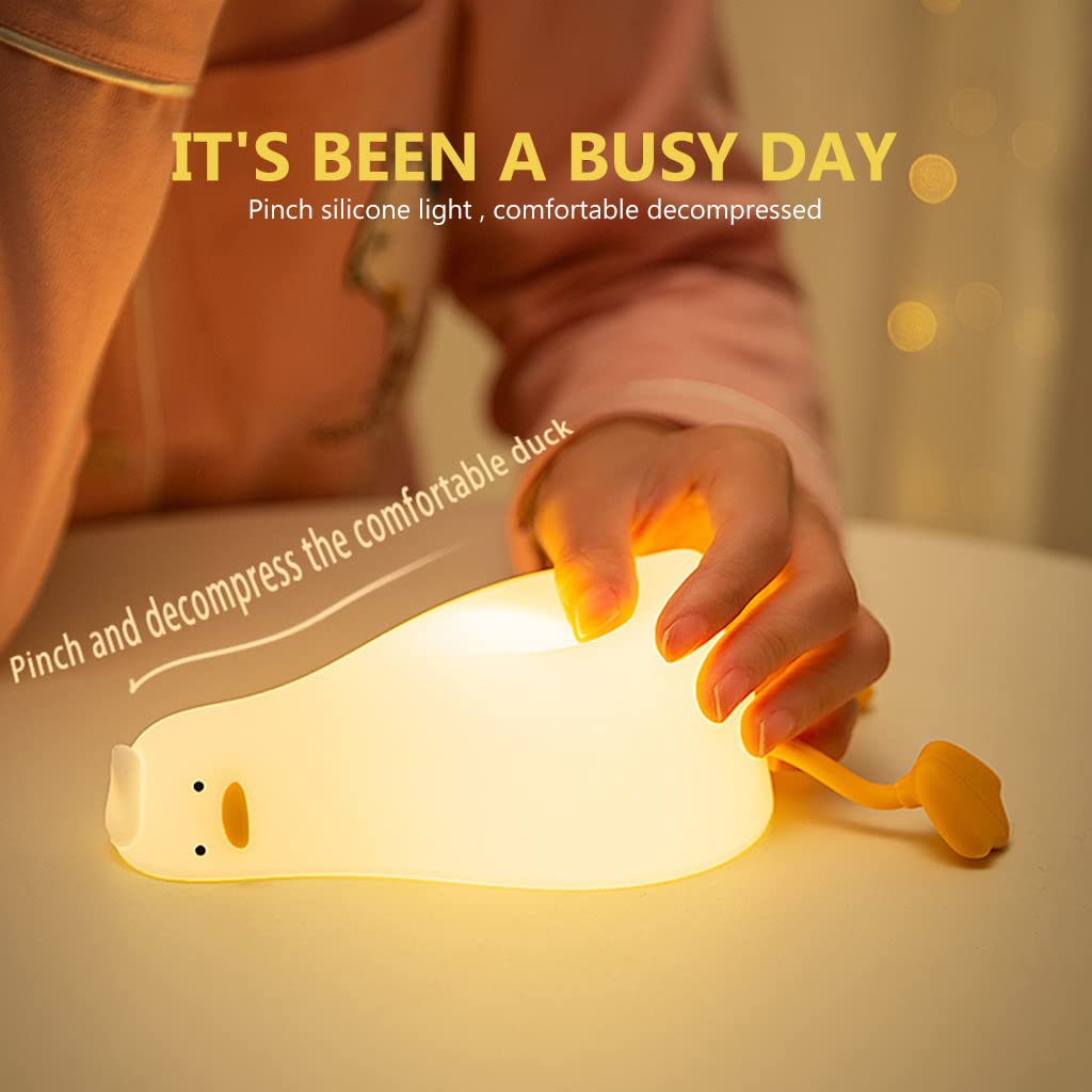 Verilux ELEPHANTBOAT Cartoon Duck Night Lights for Kids Cute Duck Night Light Soft Silione Lamp USB Rechargeable Nursery Night Light for Boys Girls Bedroom - verilux