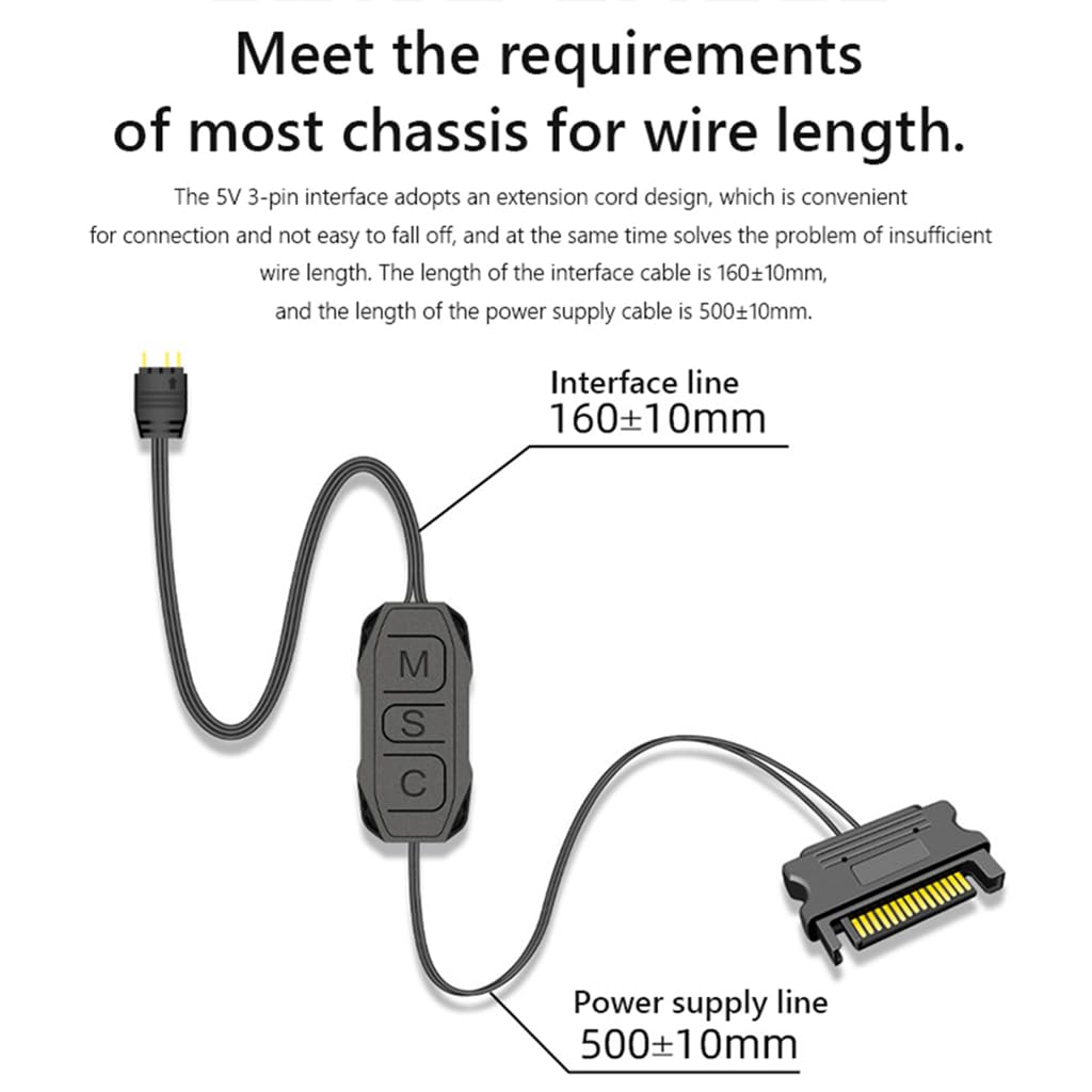 Zeitel® ARGB Controller 5V 3Pin RGB Controller for PC, Built-in Light Modes, SATA Power Supply Light Stripe Remote Controller, PC Modification ARGB Controller for ARGB Fans, ARGB Light Strips - verilux