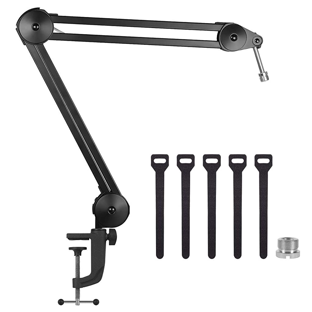 ZORBES® Mic Stand Microphone Stand Heavy Duty Desk Mic Arm Stand with Adapter, Adjustable Suspending Microphone Arm Stand for Recording Studio, Livestream, Gaming Streaming Podcasting - verilux