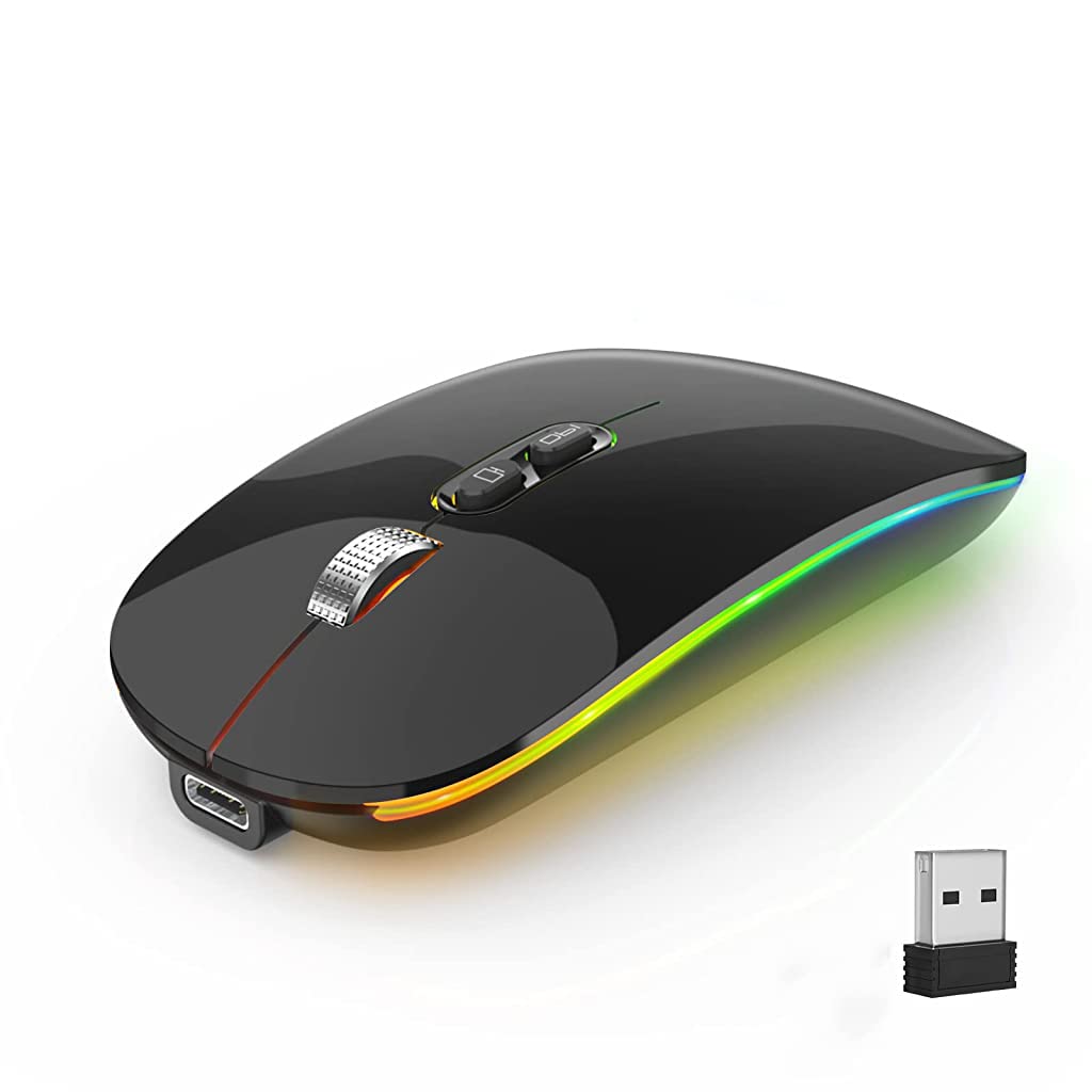 Verilux® Wireless Rechargeable Mouse Optical Mouse Adjustable 800/1200/1600 DPI 2.4GHz Connectivity with Buttons,Scroll Wheel Plug N Play,Built in Rechargable Battery for Laptop, PC,Mac - verilux