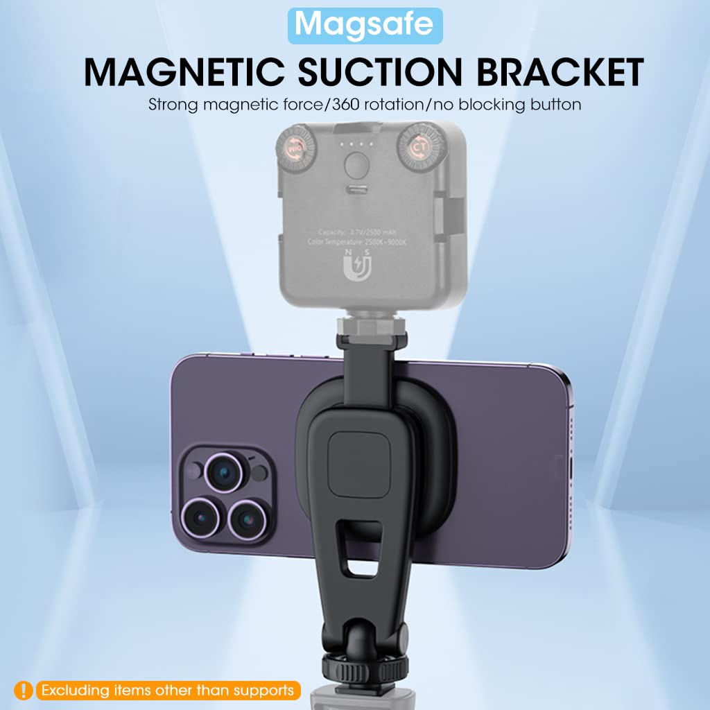 ZORBES® Magnetic Mobile Holder for Tripod, Tripod Mobile Holder for Magsafe iPhone 14 13 12 Series, 360° Rotation Magnet Phone Holder for Tripod Stand, Tripod Adapter Set for Tripod/Monopod