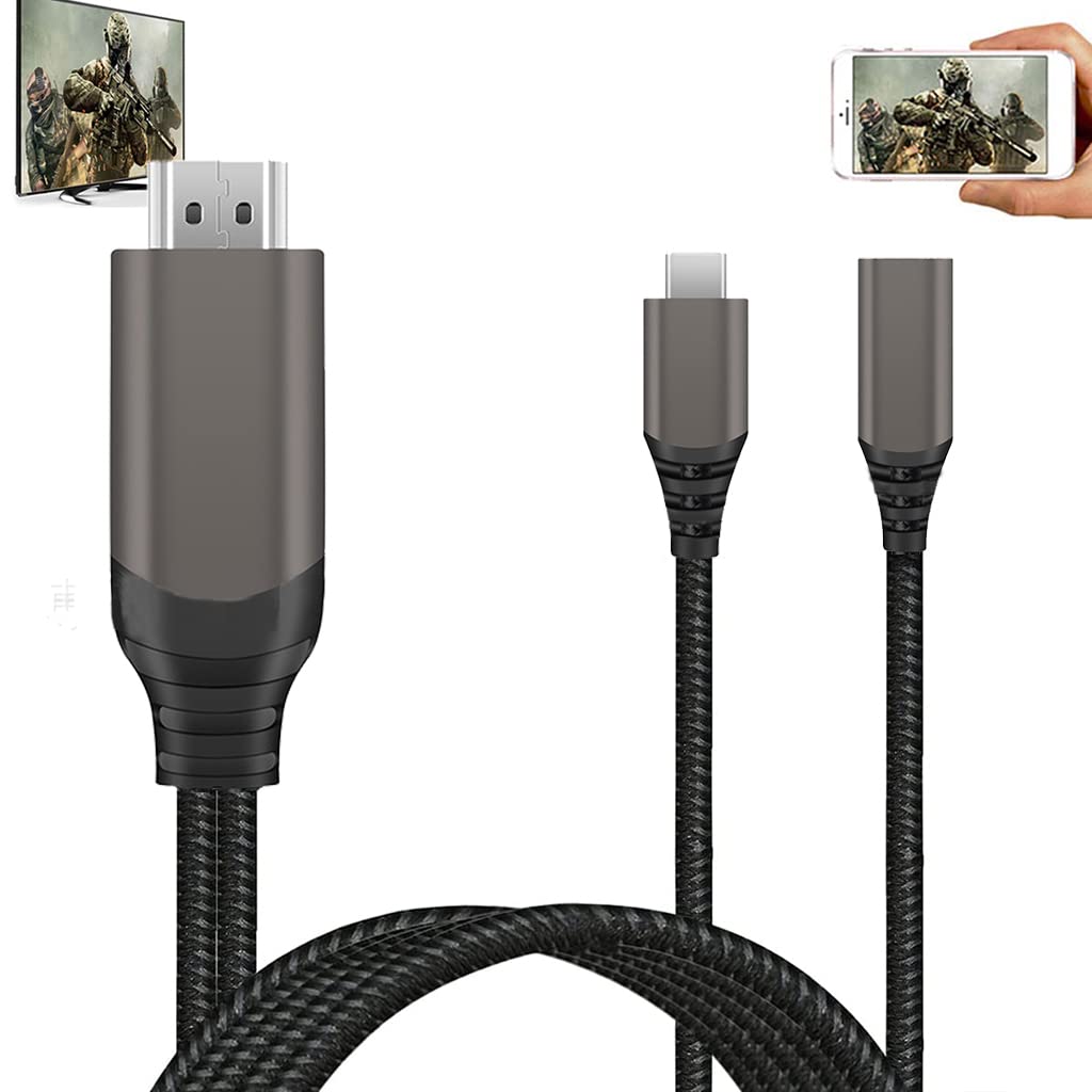 Verilux USB C to HDMI Cable 6 FT, USB C to HDMI Adapter 4K30Hz with USB C PD 60W Charging Port Compatible with MacBook Pro/Air,Samgsun S9/S9+/S8/S8+/S10,LG g5/LG g6/950,Switch,More USB C Devices