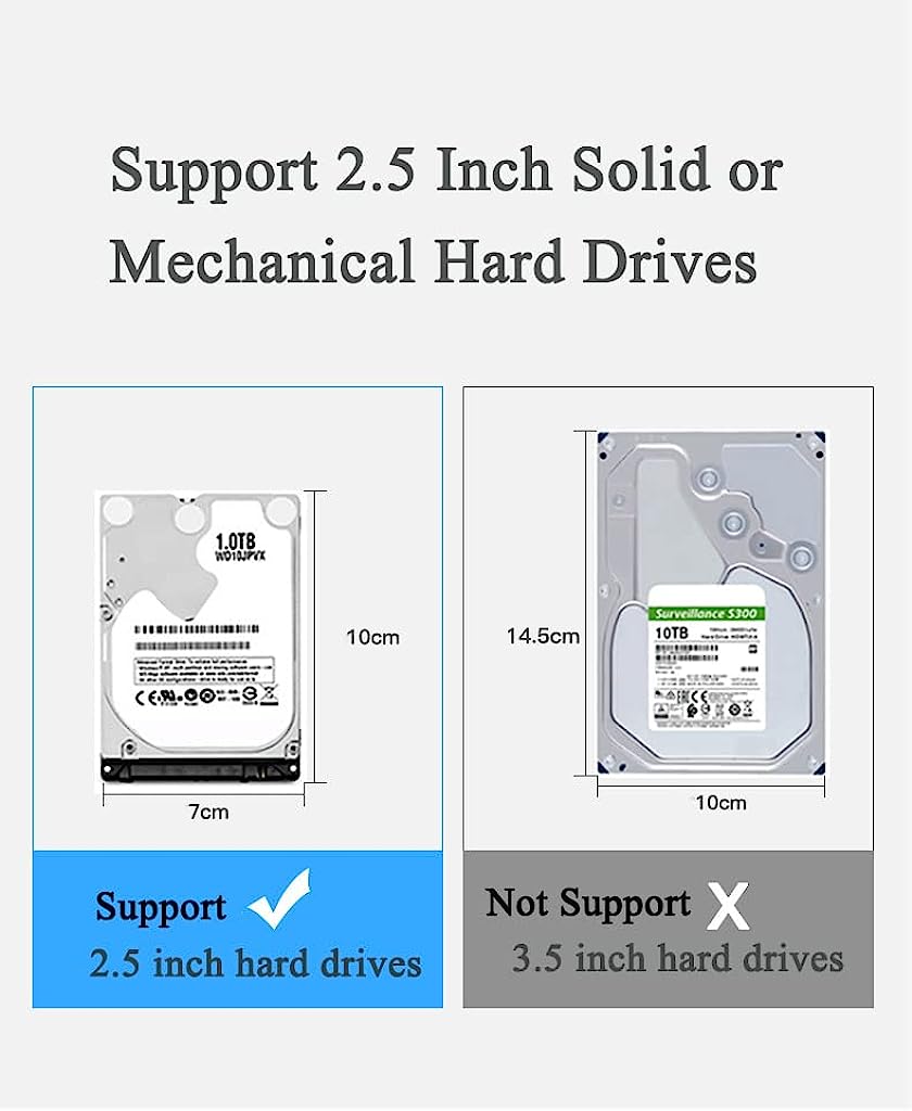 Verilux 2.5 inch Hard Drive Enclosure SATA to USB 3.0 for 2.5 Inch SSD & HDD 7mm 9.5mm Tool-Free External Hard Disk Case Max 2TB Support SATA Compatible with WD Seagate Toshiba Samsung Hitachi - verilux