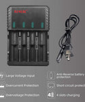 Verilux 3.7V 4.2V Rechargeable Battery Charger 18650 Battery Charger with LED Indicator 4 Bay Lithium-Ion Battery Charger 26650/22650/18650/17670/18490/17500/17335/16340(RCR123)/14500/10400 Charging