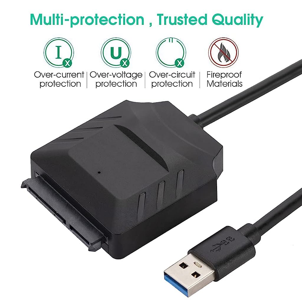 Verilux SATA to USB 3.0 Cable, USB 3.0 to SATA III Hard Drive Adapter USB 3.0 to SATA Converter Compatible for 2.5 3.5 Inch Desktop HDD/SSD Hard Drive Disk (Cable Only, Not Include 12v Adapter) - verilux