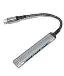 Verilux USB C Hub, 4-Port High Speed Type C Hub with Braided Cord are Hard to Break, USB 3.0/2.0 Ports Compatible for PC, MacBook Pro/Air/M1, Mac Pro, iMac, Surface Pro, XPS,Samsung
