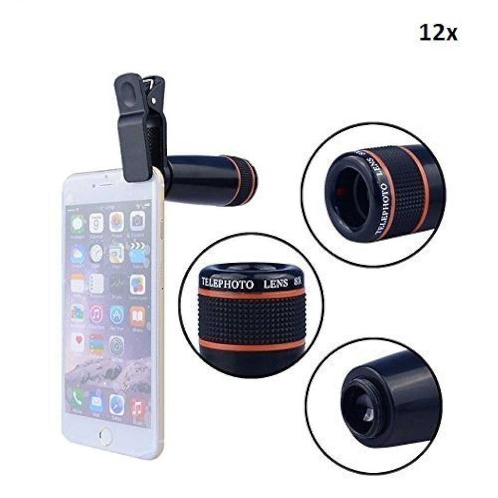 ZORBES® Universal 12X Zoom Mobile Phone Telescope Lens with Adjustable Clip Compatible with All Android and iOS Devices (Assorted Colour) - verilux