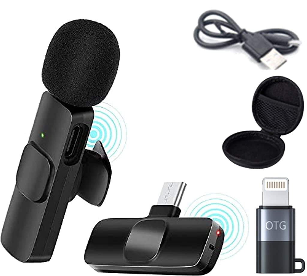 ZORBES® Wireless Lavalier Lapel Microphone for Outdoor Interview Live Stream ASMR Recording Noise Reduction, 2.4G WiFi Connction,Plug and Play for Type-C Interface - verilux