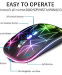 Verilux Wireless Mute Mouse Optical Mouse Adjustable 800/1200/1600 DPI USB 2.4GHz Connectivity with 5 Buttons and Plug N Play Feature RGB Backlit LED for Laptop PC,Mac,Ipad(Black)