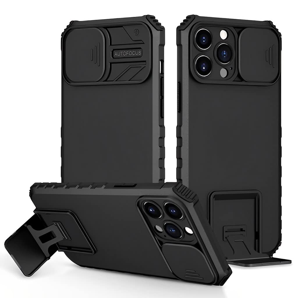 Verilux for iPhone 13 Case with Stand, iPhone 13 Cover with Camera Protection, Shockproof Heavy Duty Protective iPhone 13 Case, TPU iPhone 13 Back Cover with Slide Camera Cover - verilux