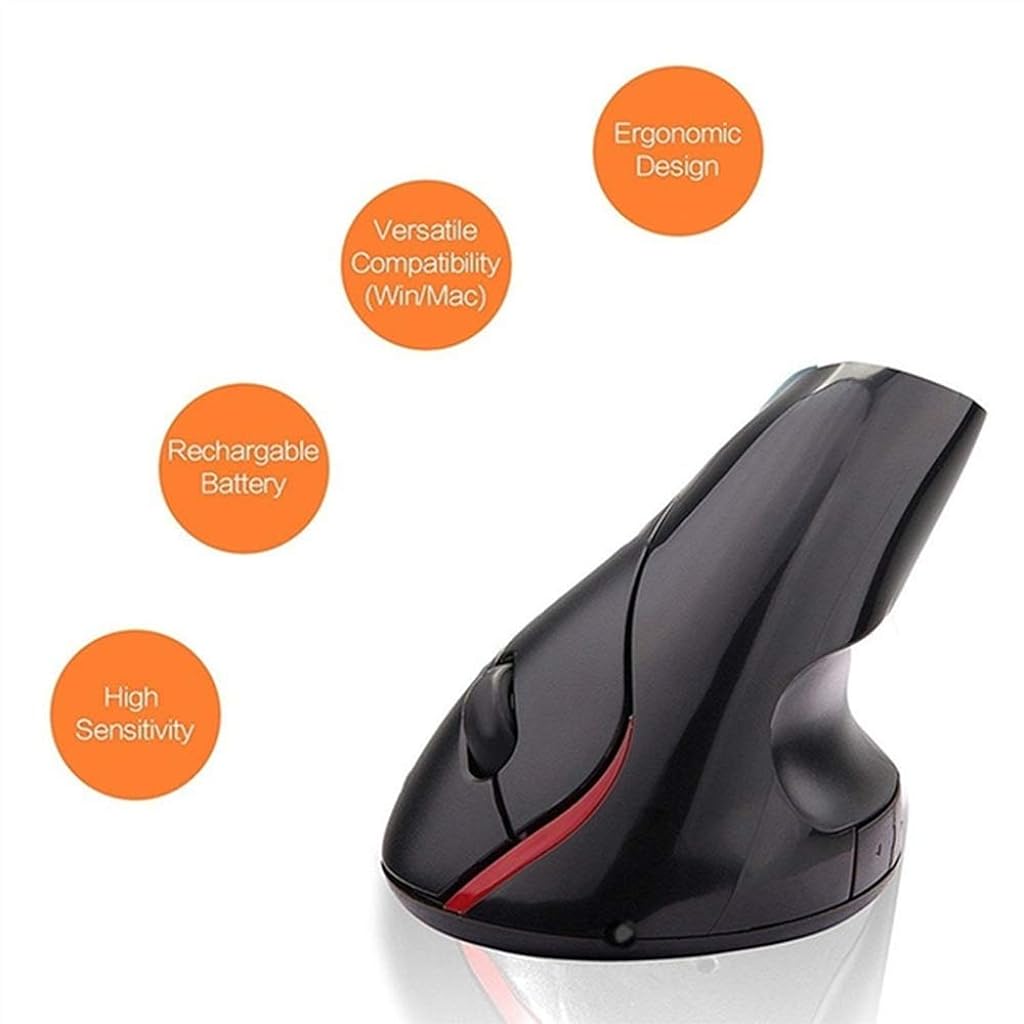 ZORBES® Vertical Mouse, Wireless 2.4G Ergonomic Vertical Mouse 5 Buttons 1600 DPI, Optical Vertical Ergonomic Laptop Mouse for Mac, PC, Desktop - verilux