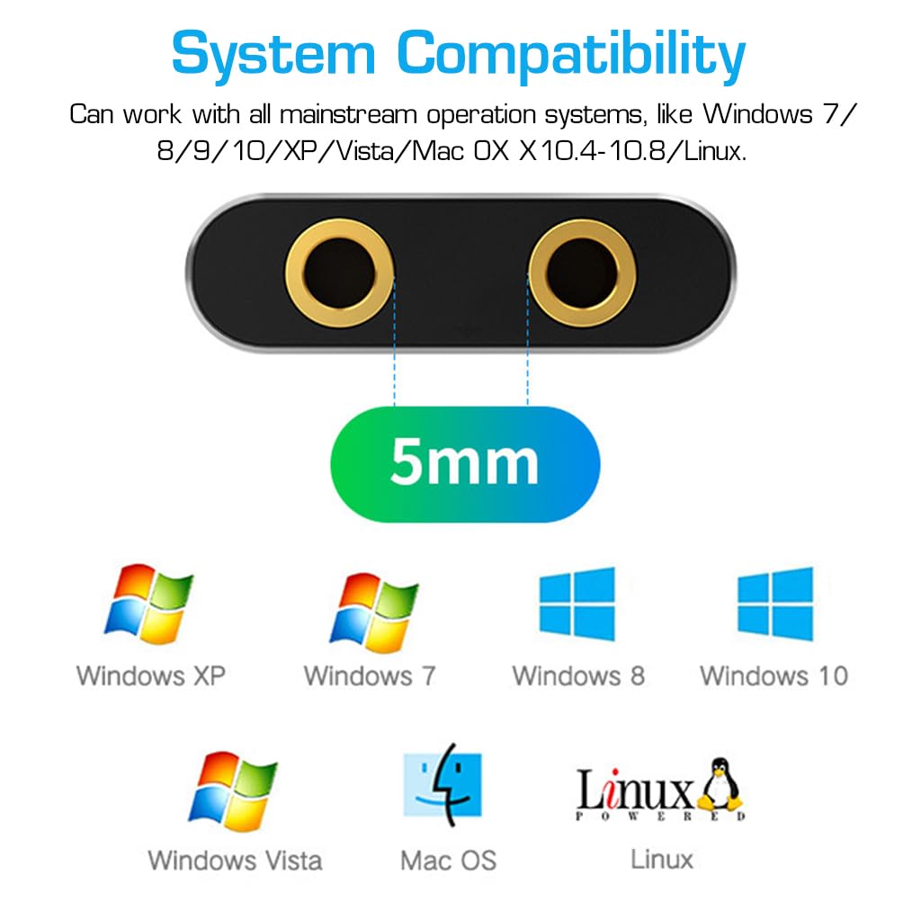 Zeitel® USB Sound Card USB to 3.5mm Jack Audio Adapter USB External Stereo Sound Adapter Splitter Converter for Windows and Mac, Linux, Laptop, PC, Compatible with PS4, Headset, Plug & Play - verilux