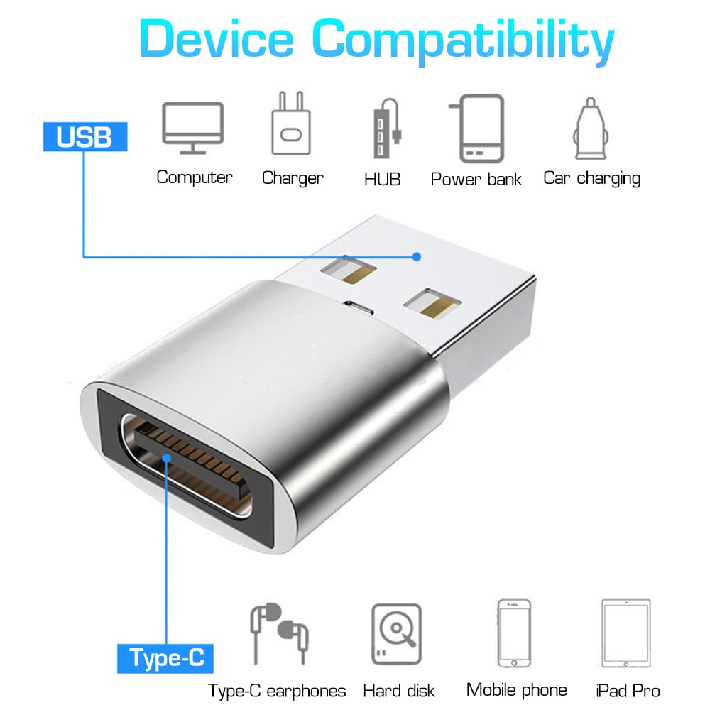 Verilux® 5Pcs USB C to USB Adapter, USB A to USB-C Adapter USB 3.0 Hub Type C to USB Adapter USB Hub Splitter Extension OTG Adapter, USB C Female to USB Male Adapter Support Fast Charging
