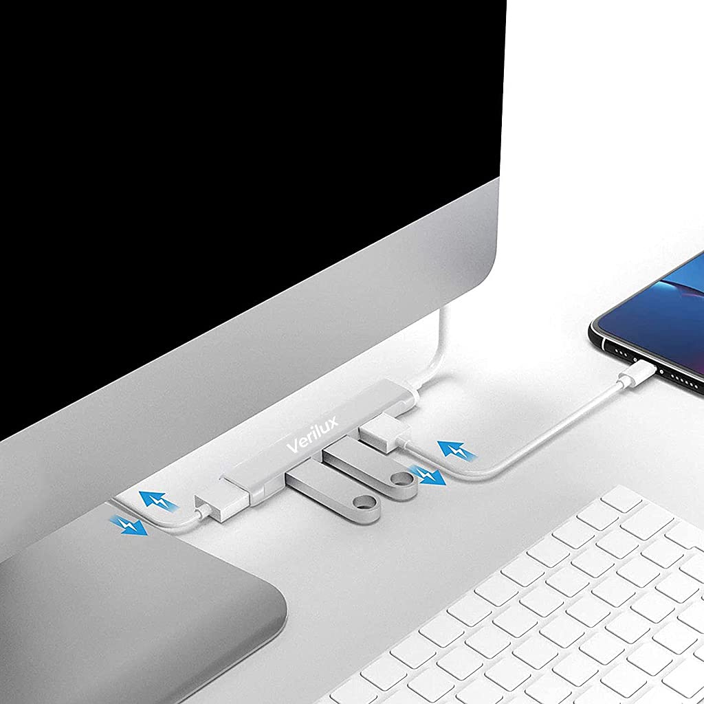 Verilux® USB Hub, 4 USB 3.0 Extender,4 in 1 Multiport USB Hub,Aluminum Alloy,Faster Transmission,USB Hub