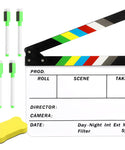 Verilux 12x10in Clap Board with Markers and Erasers for Movie Directors, Acrylic Clapboard Film Slate Cut Action Scene Clapper for Filmmaking Photography Studio Video TV