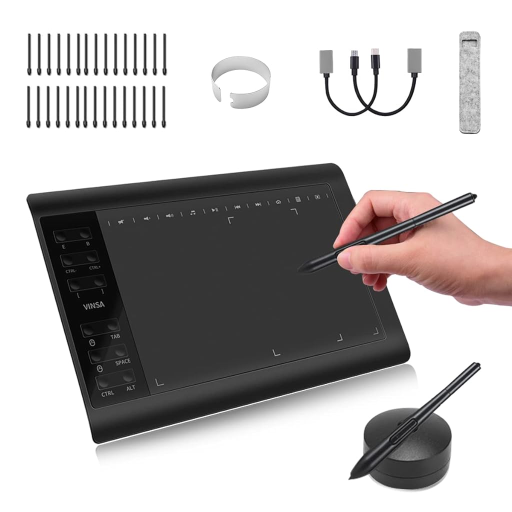 Verilux® Graphic Tablets with Pen, 10 x 6 inch Drawing Graphics Tablet with Battery-Free Stylus, 8192 Levels Pressure Sensitivity Digital Writing and Drawing Pad, Pen Tab for Linux Mac Windows Android - verilux