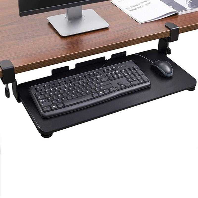 Verilux® Keyboard Tray Under Desk Pull Out Keyboard Rack, Retractable Clip Mount Installation Drawer Style Keyboard Rack Under Sliding Keyboard Rack for PC Desk, Office Desk, Dorm, 25.5'' x 9.8'' - verilux