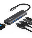 Verilux USB C Hub, 5 in 1 Type C Hub Portable Multiport USB C Adapter with 4K@30Hz HDMI Output, USB 2.0/3.0 Ports,USB C 100W PD for MacBook Pro/Air M1, iPad Pro 2021,XPS, Surface Pro and More