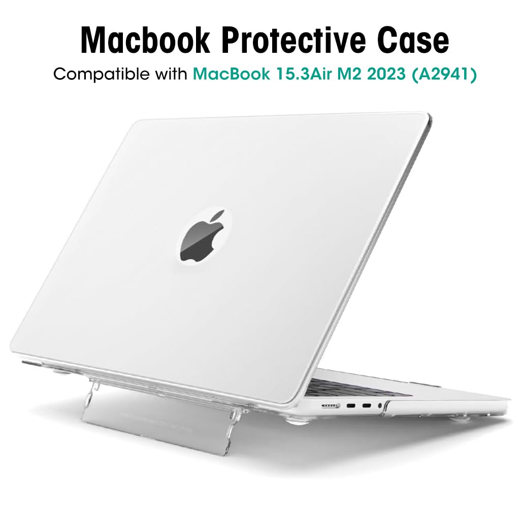 ZORBES® Laptop Cover Laptop Case Compatible with MacBook Air 15.3 inch Case M2 A2941 2023 Clear Hard Shell Cover with Riser Design Protective Case for MacBook Air M2 Cover with Touch ID - verilux