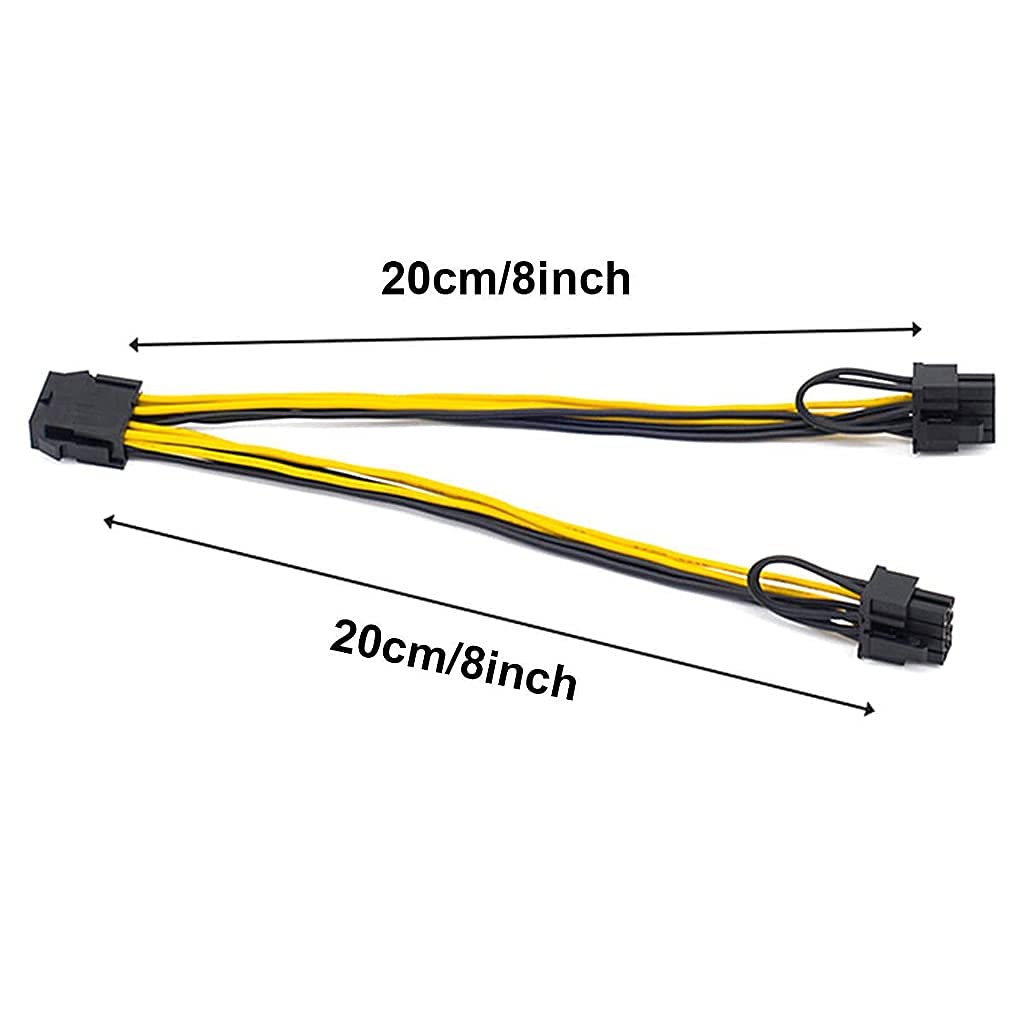 Verilux® 8 Pin PCI-E to 2 PCI-E 8 Pin (6 Pin + 2 Pin) Power Cable, Splitter PCI Express Mining Graphic Card Connector PC Power Cable GPU Graphics Video Card Wire, 30cm (2 pcs) (1 pcs) - verilux